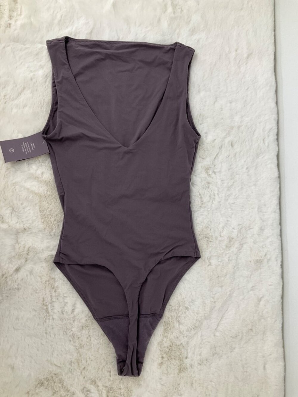 Auden size Small Luxe Stretch Fully Lined Thong Bodysuit Mauve Grey Purple New - Picture 4 of 4